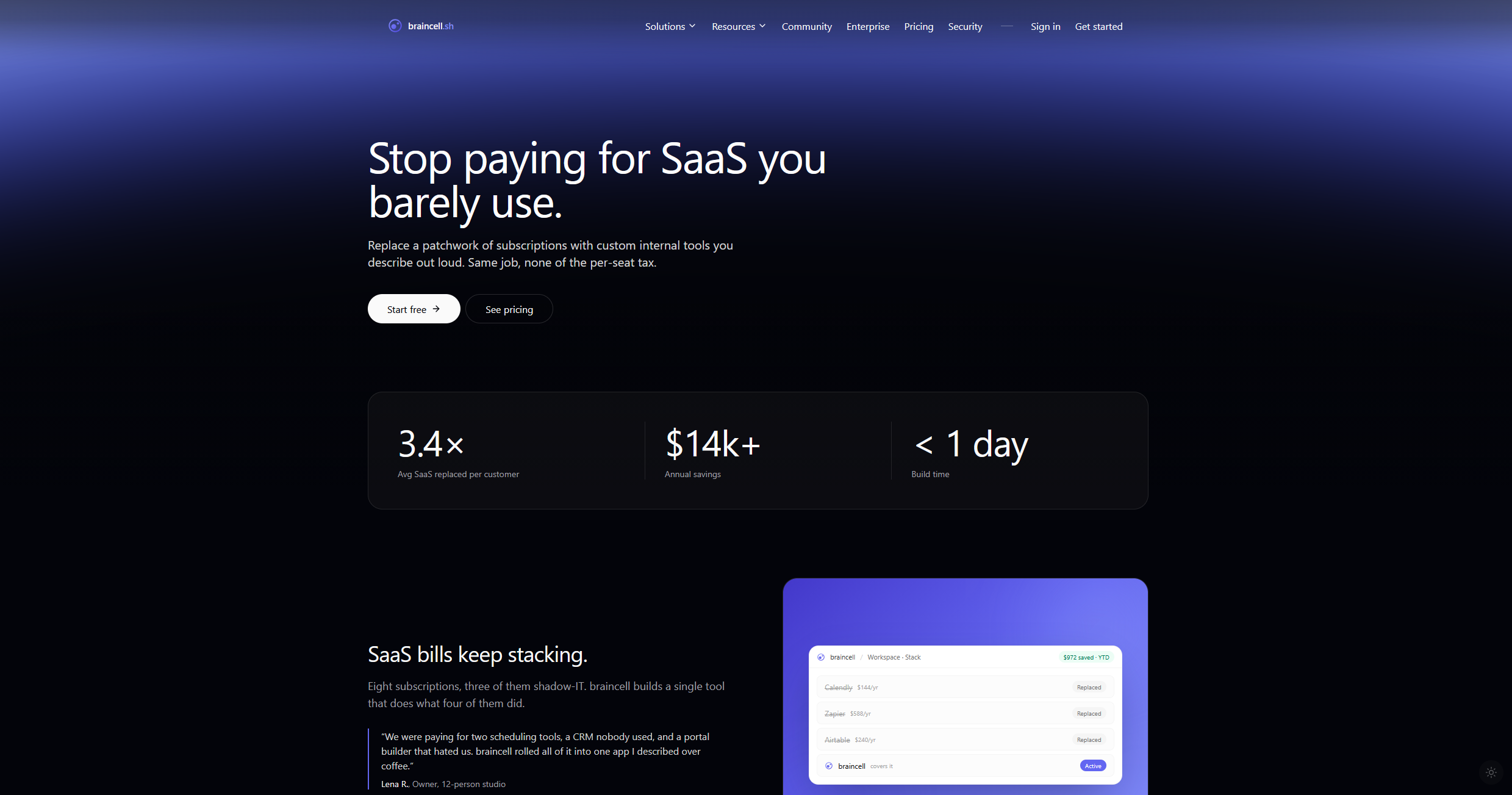 The landing page